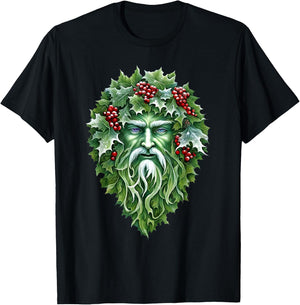Yule Holly King Green T-Shirt - T-Shirt | Black