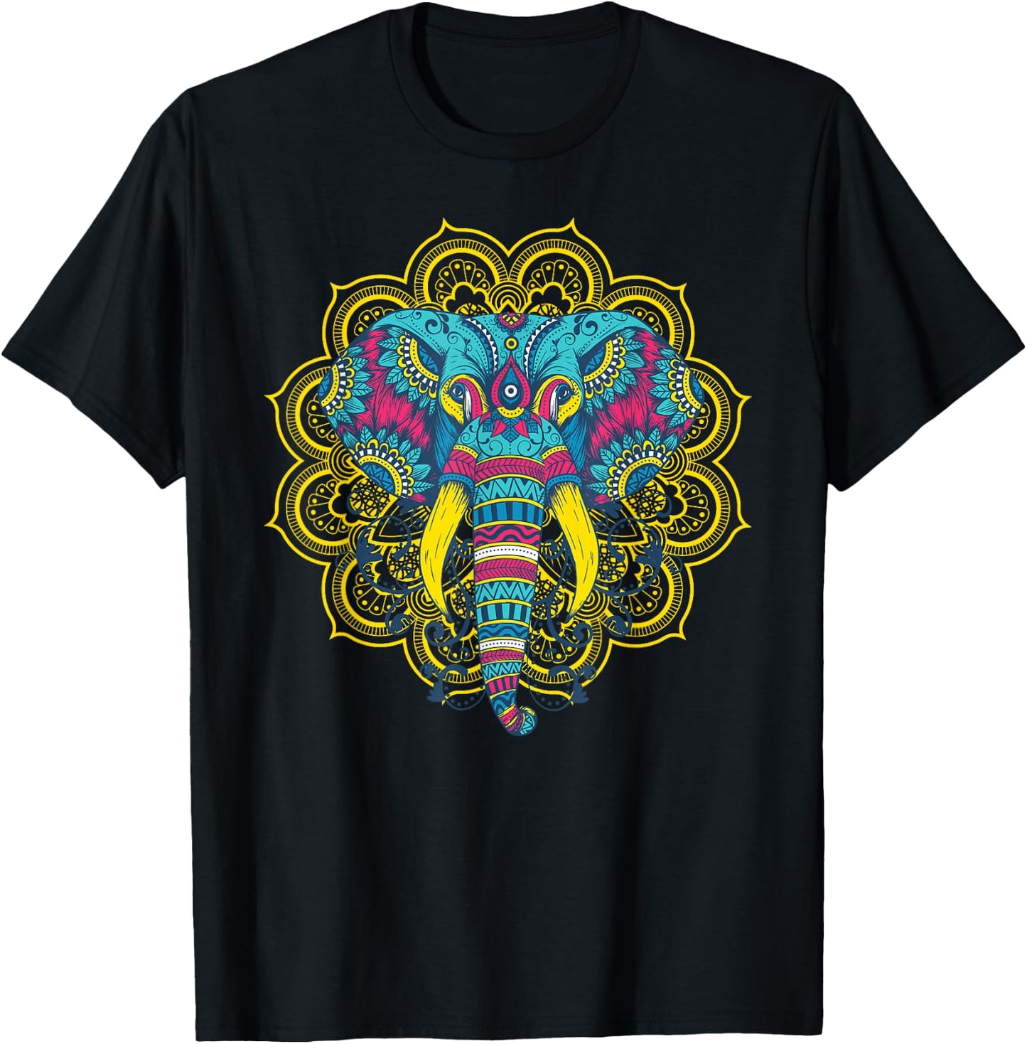 Wir Lieben Elefanten Elephant Mandala Pattern India Hinduism Yoga Gift T-Shirt - T-Shirt | Black