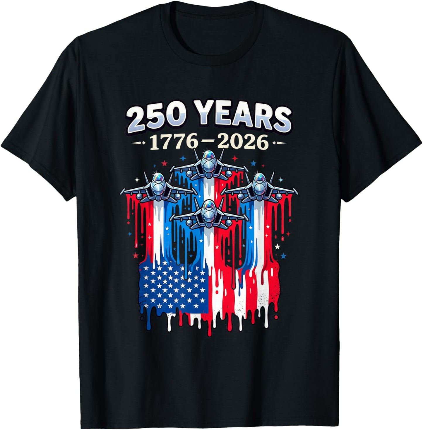 250 Anniversary USA Flag T-Shirt - T-Shirt | Black