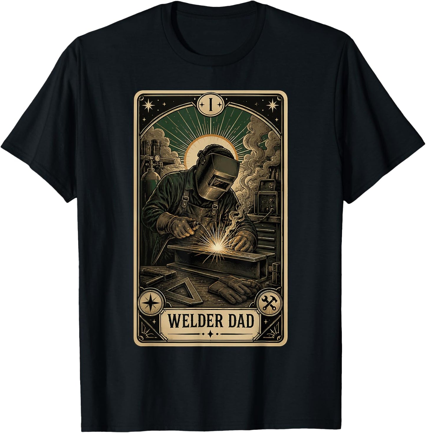 Welder Dad Funny Tarot Card Welding T-Shirt - T-Shirt | Black