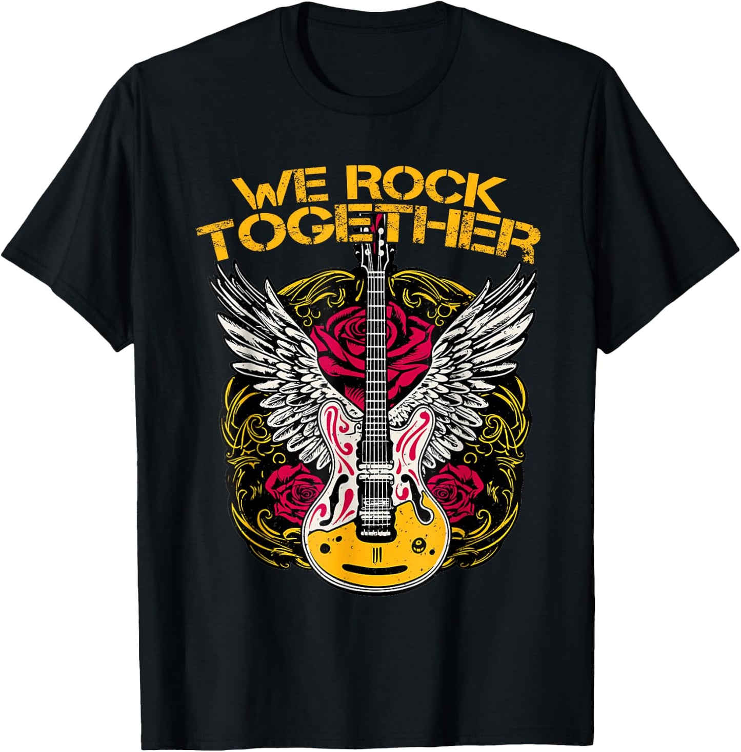 We Rock Together Guitar Rock N Roll Guitar Wings Rock T-Shirt - T-Shirt | Black