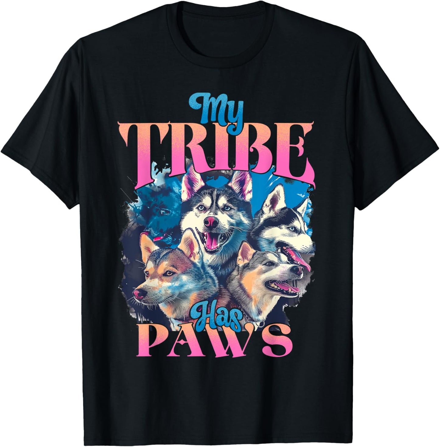 Dog Lover Bootleg Siberian Husky Dog Owner Girl and Woman T-Shirt - T-Shirt | Black