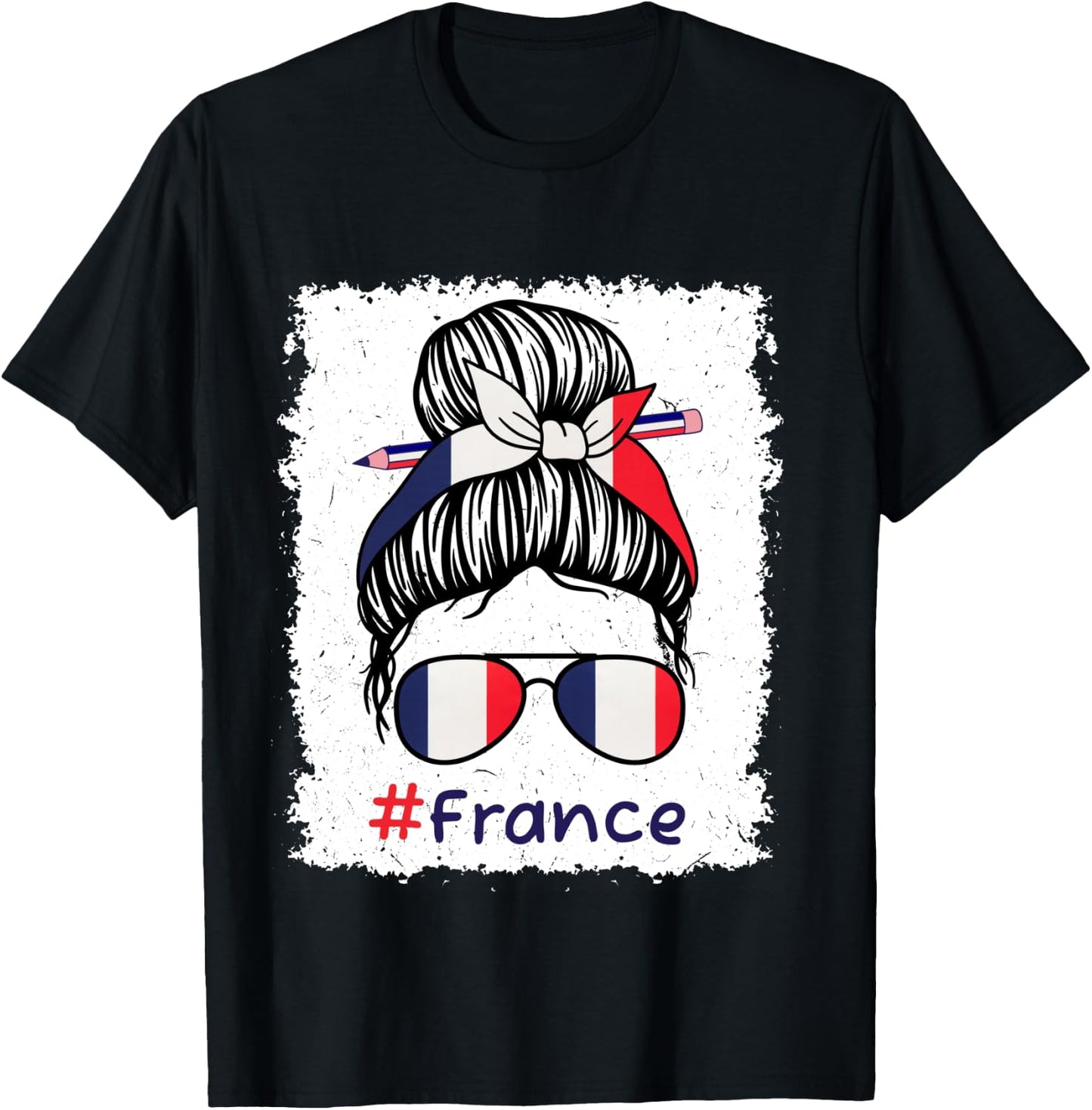 14 juillet drapeau français Fête nationale France tricolore Manche Longue T-Shirt - T-Shirt | Black