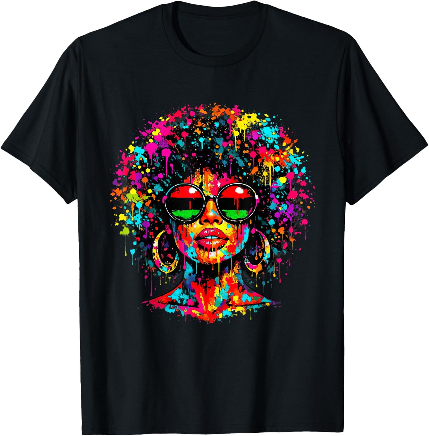 Juneteenth Black Queen Afro African Melanin Dripping T-Shirt - T-Shirt | Black