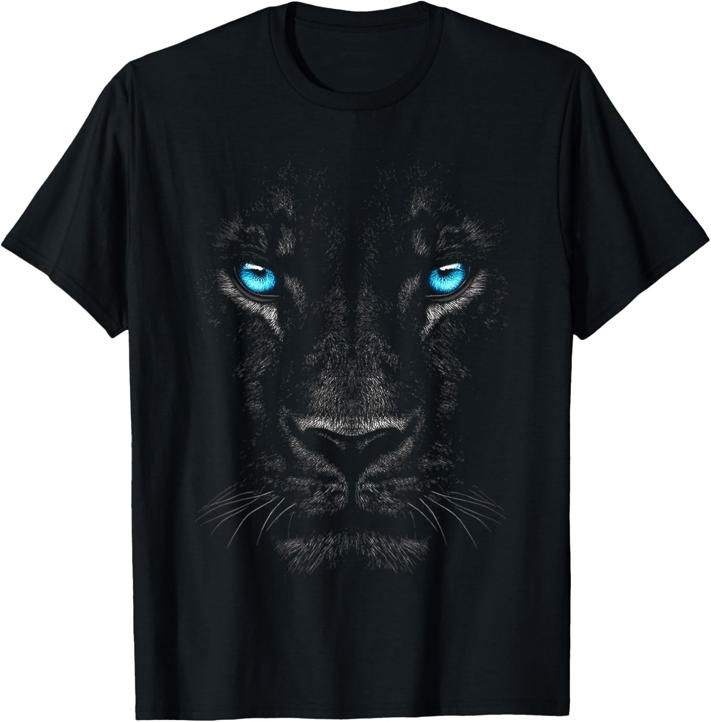 Lion Animal Graphic Blue Eyes Art Lion , black T-Shirt - T-Shirt | Black
