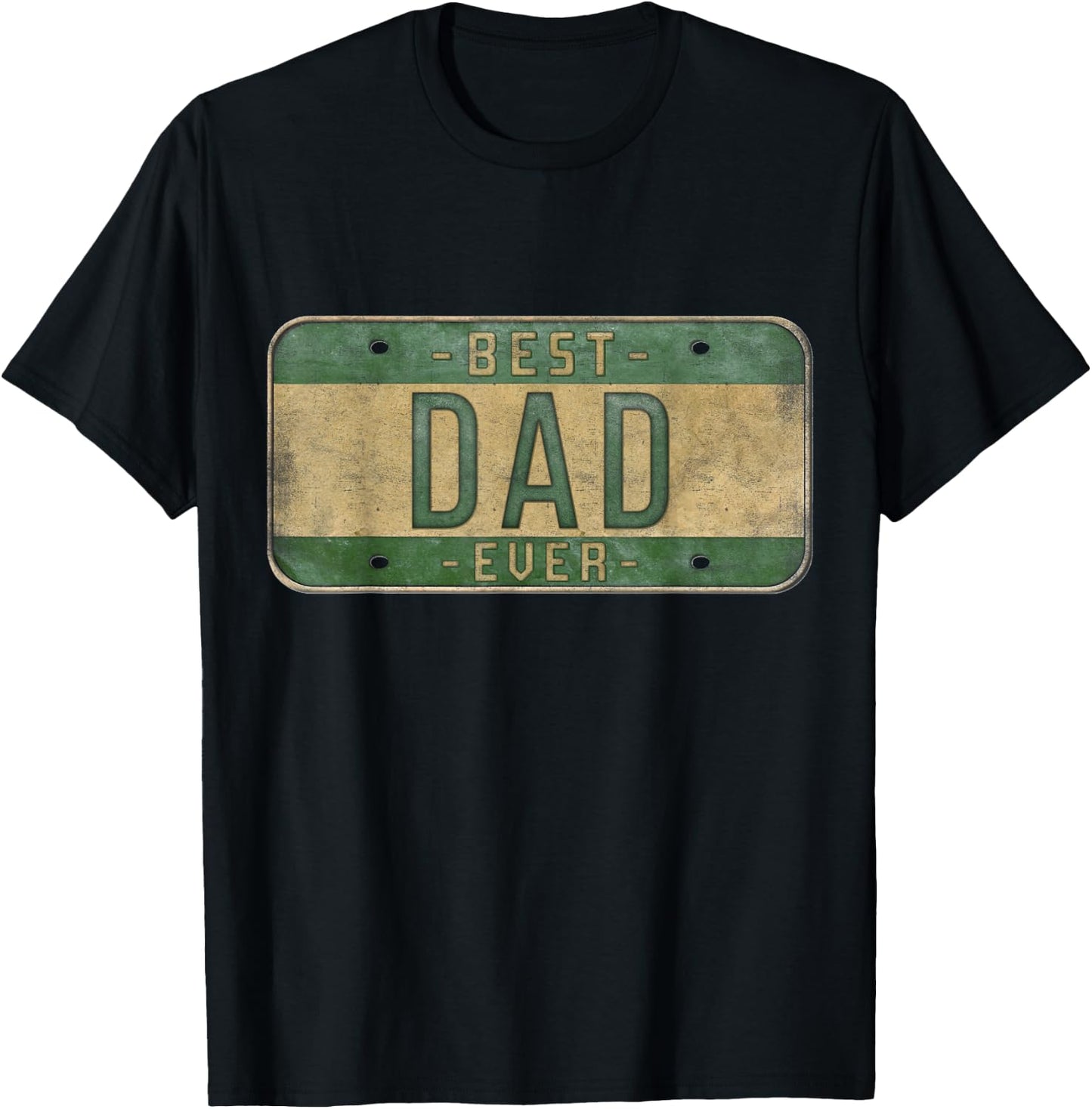 Best Dad Eever Vintage Car Plate Father's Day Papa T-Shirt - T-Shirt | Black