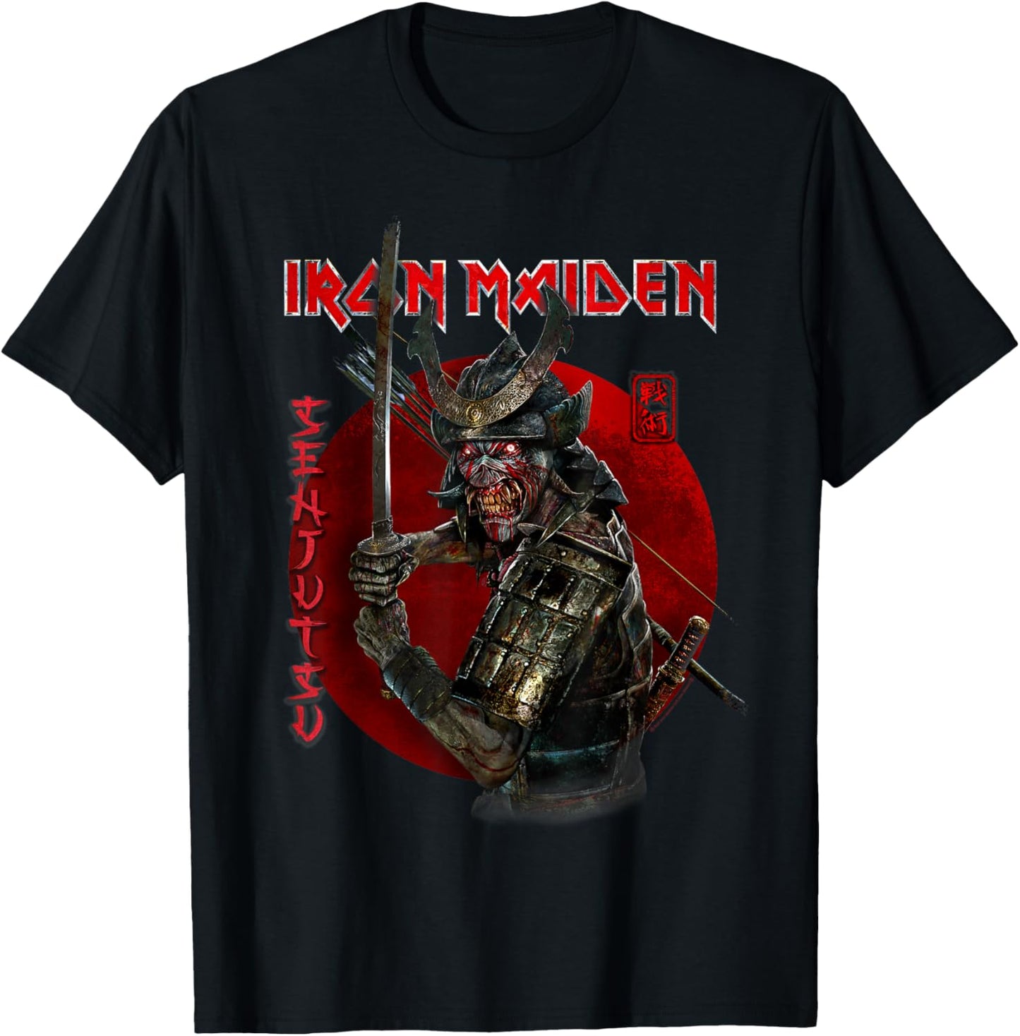 Iron Maiden Circle Red Senjutsu Eddie T-Shirt - T-Shirt | Black
