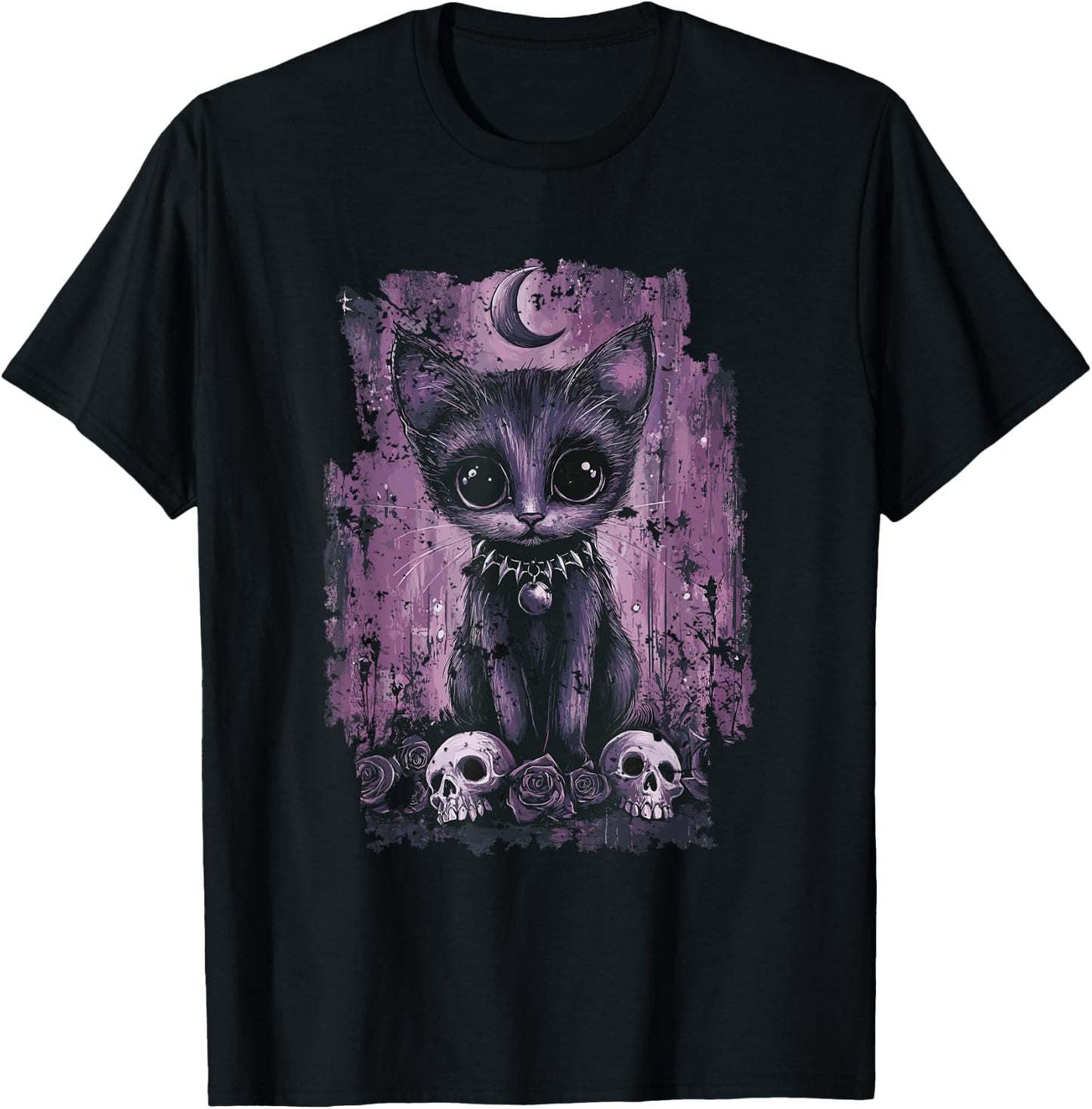 Sweet Gothic Cat , Black, S T-Shirt - T-Shirt | Black