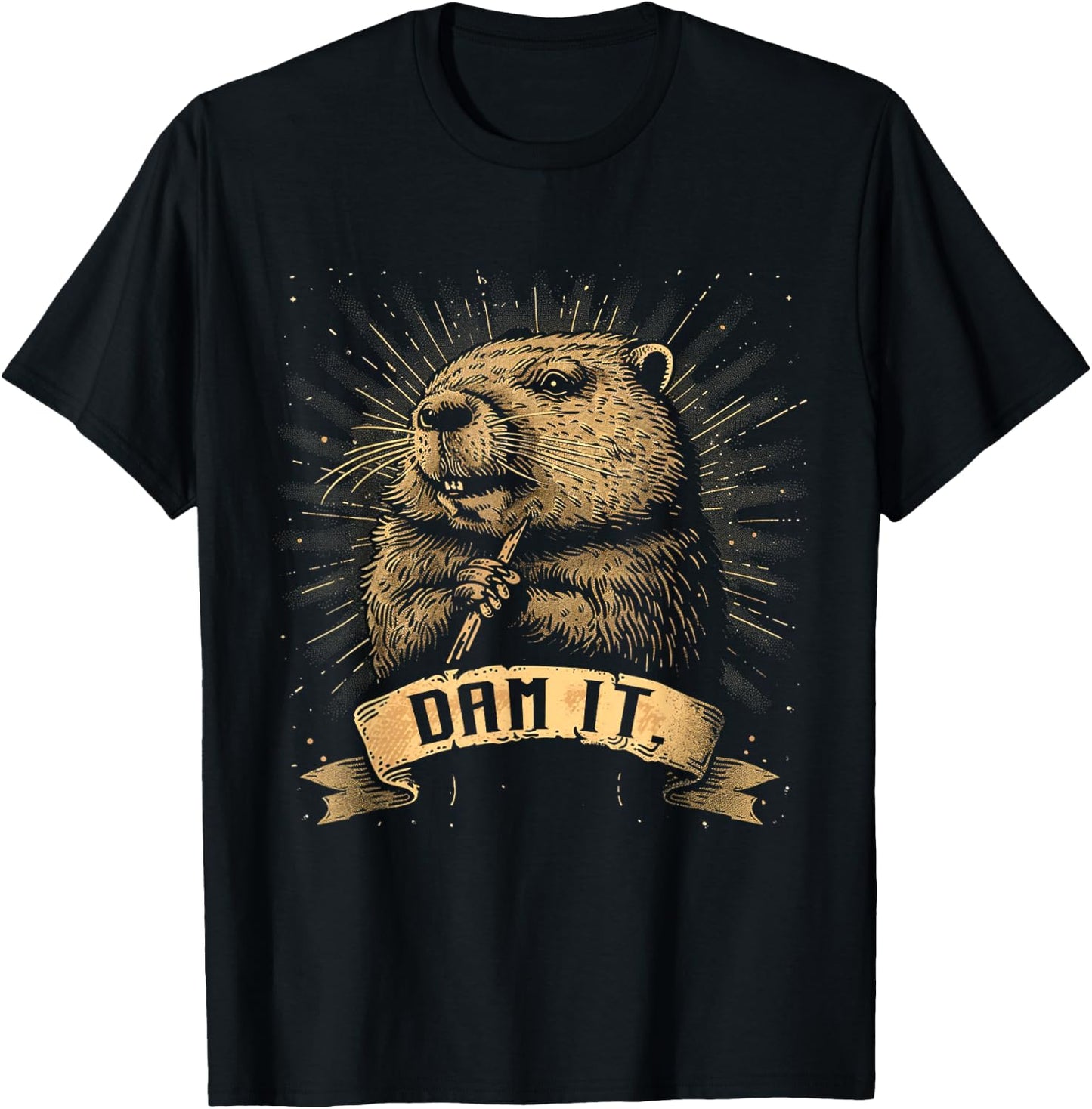 Damn It Vintage Beavers Funny Outfits Lovely Animals Beaver T-Shirt - T-Shirt | Black