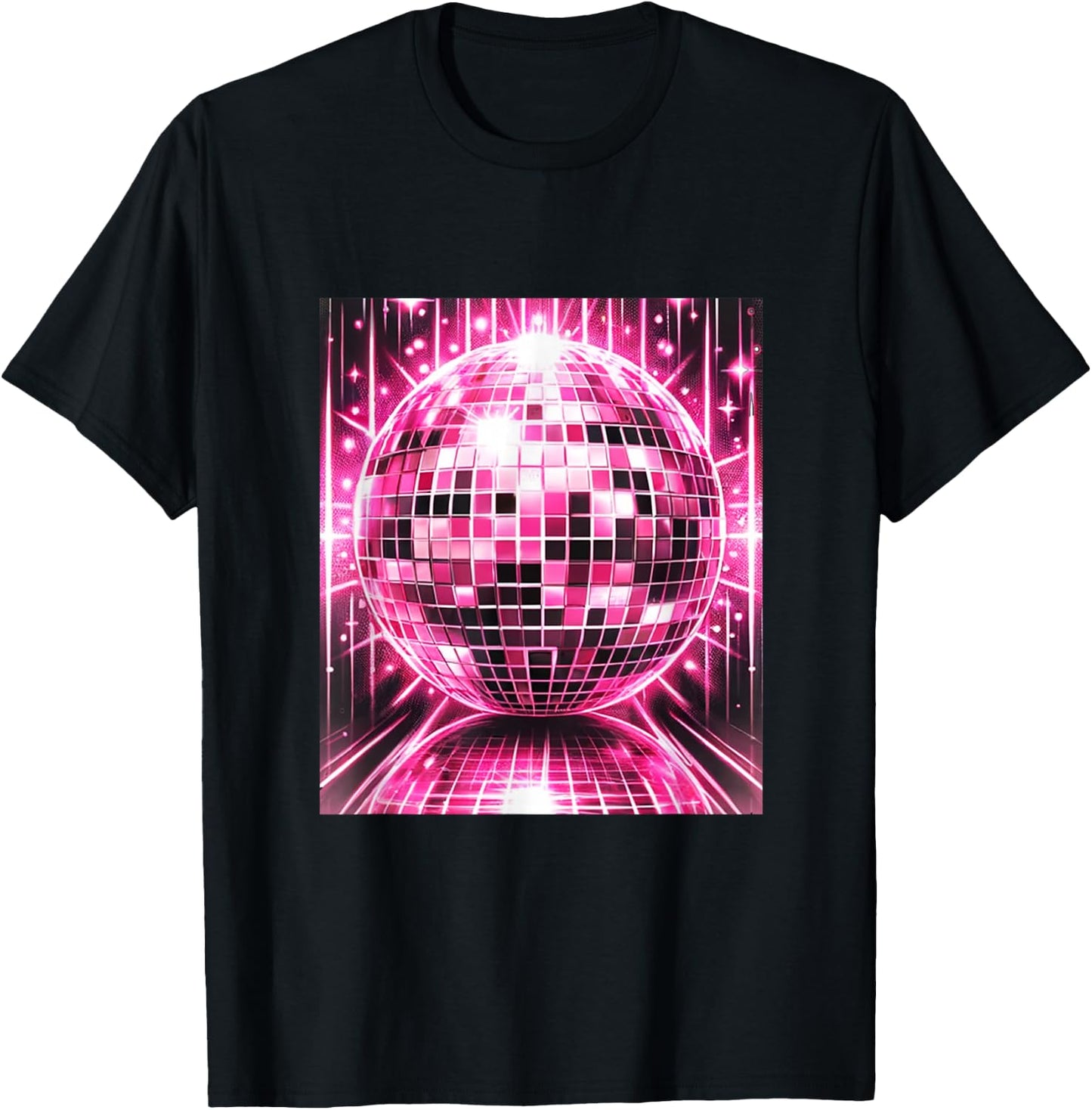 Disco Ball Pink Mirror Ball , black T-Shirt - T-Shirt | Black