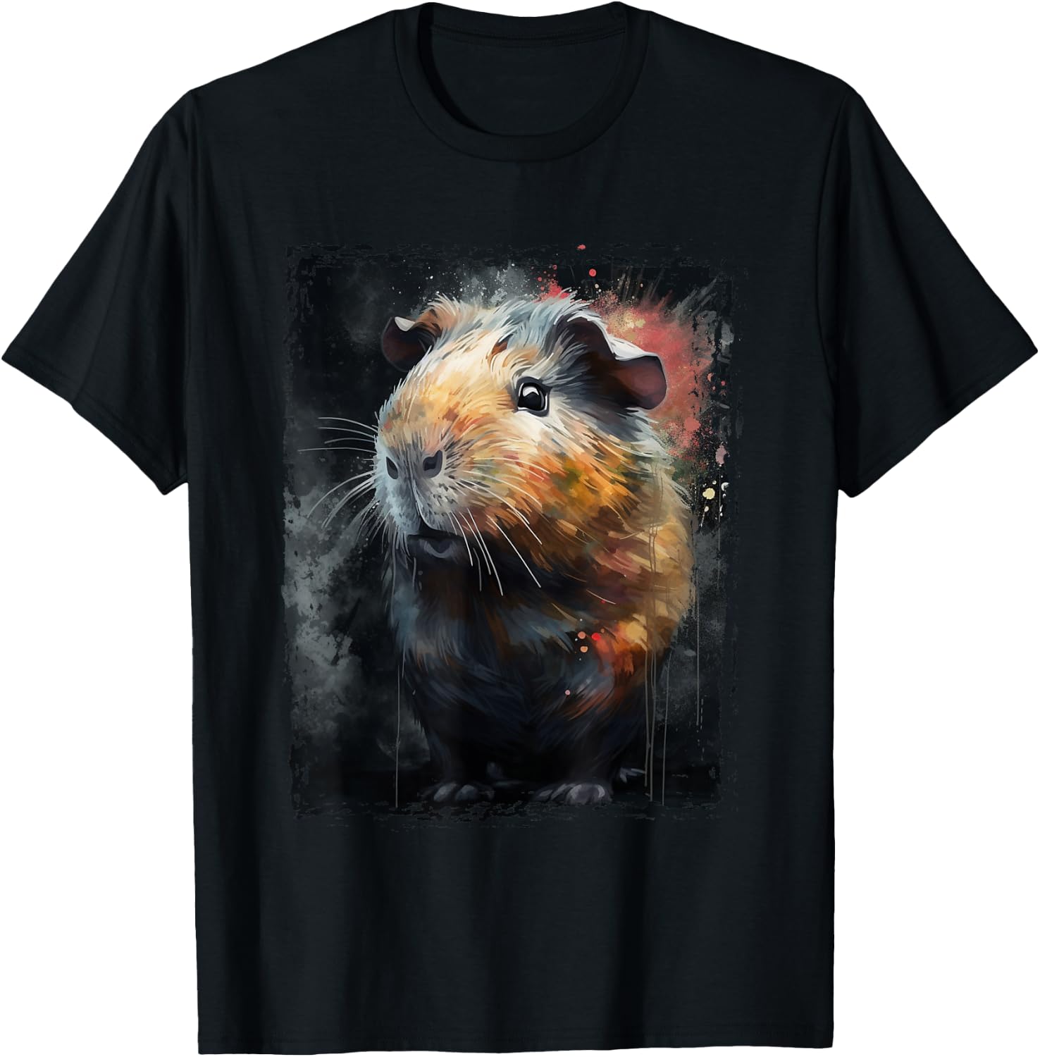 Guinea Pig Shirt Furry Potato Watercolor Guinea Pig Funny T-Shirt - T-Shirt | Black
