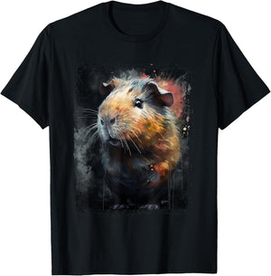 Guinea Pig Shirt Furry Potato Watercolor Guinea Pig Funny T-Shirt - T-Shirt | Black