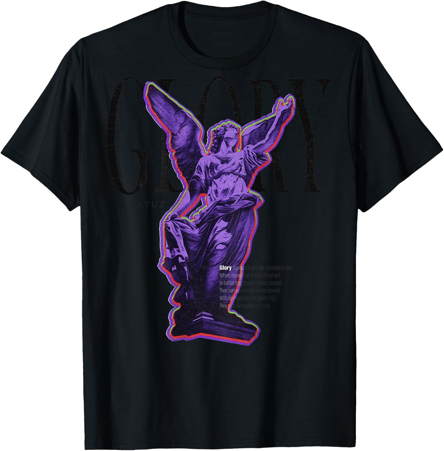 Hip Hop Angel Vintage Edgy Y2K Backprint Streetwear Angel T-Shirt - T-Shirt | Black