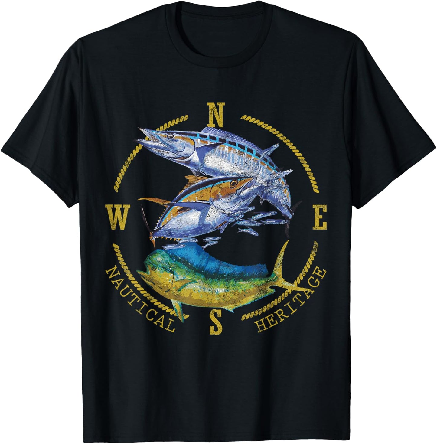 Fish Mahi Mahi Tuna Kingfish Nautical Heritage Fishing Gift T-Shirt - T-Shirt | Black