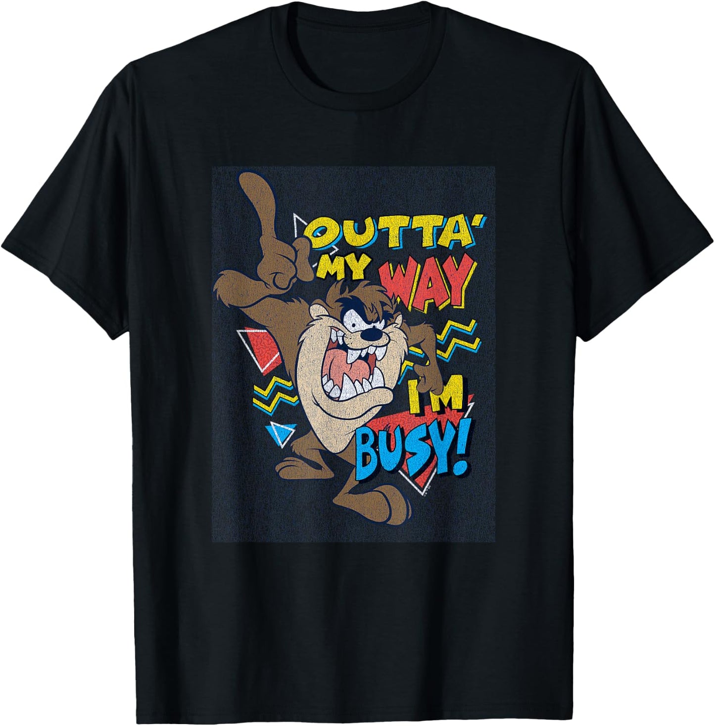 Looney Tunes Tasmanian Devil Outta' My Way I'm Busy! Retro T-Shirt - T-Shirt | Black