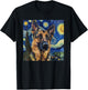 German Shepherd Dog Van Gogh Style Starry Night T-Shirt - T-Shirt | Black