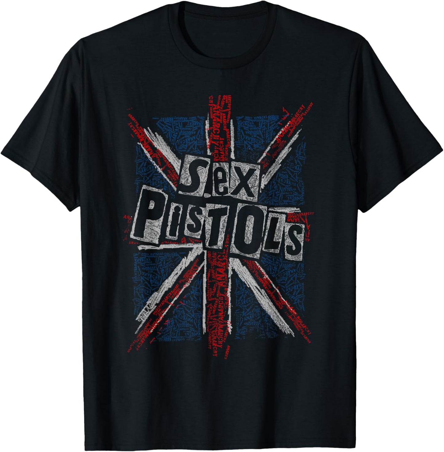 Sex Pistols Official Union Jack Words Small T-Shirt - T-Shirt | Black