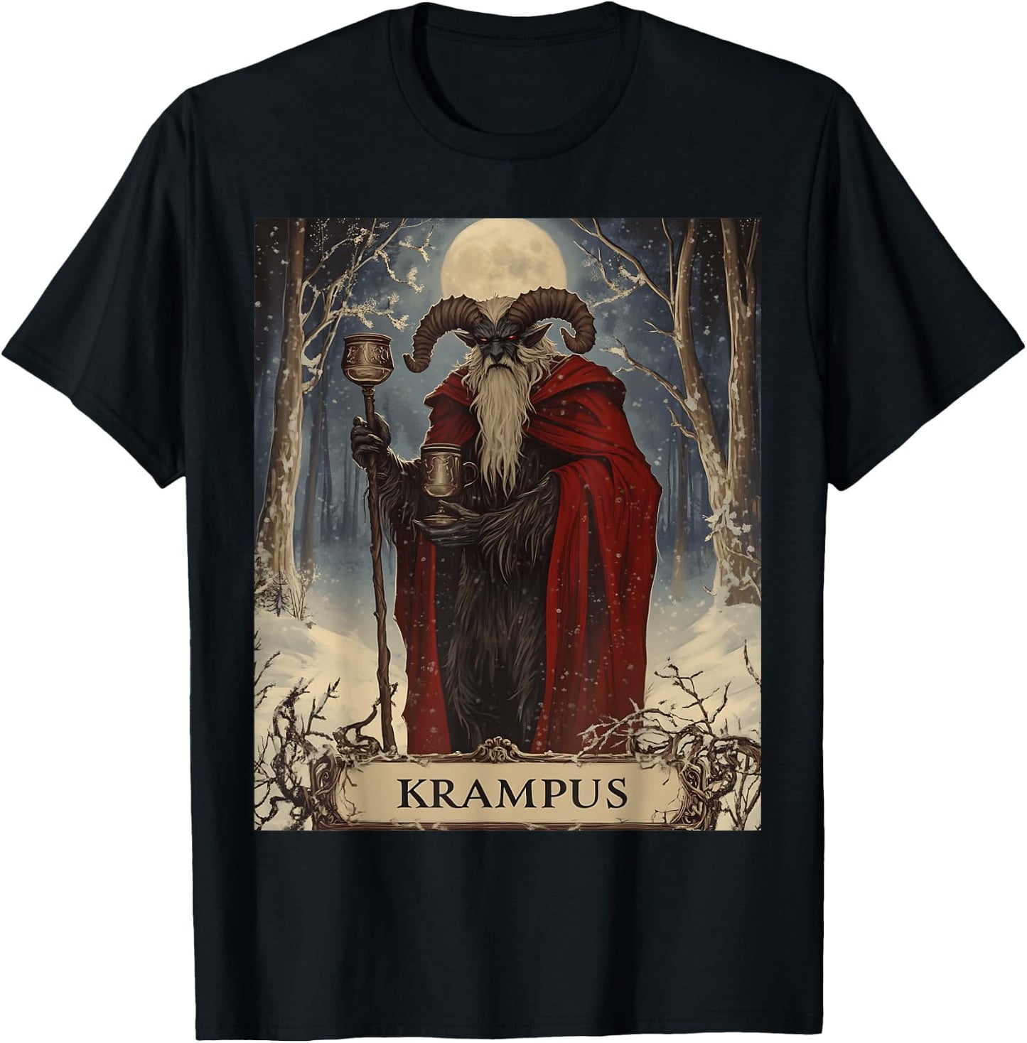 Merry Krampus Pajama Funny Christmas Horror Ugly Sweater T-Shirt - T-Shirt | Black