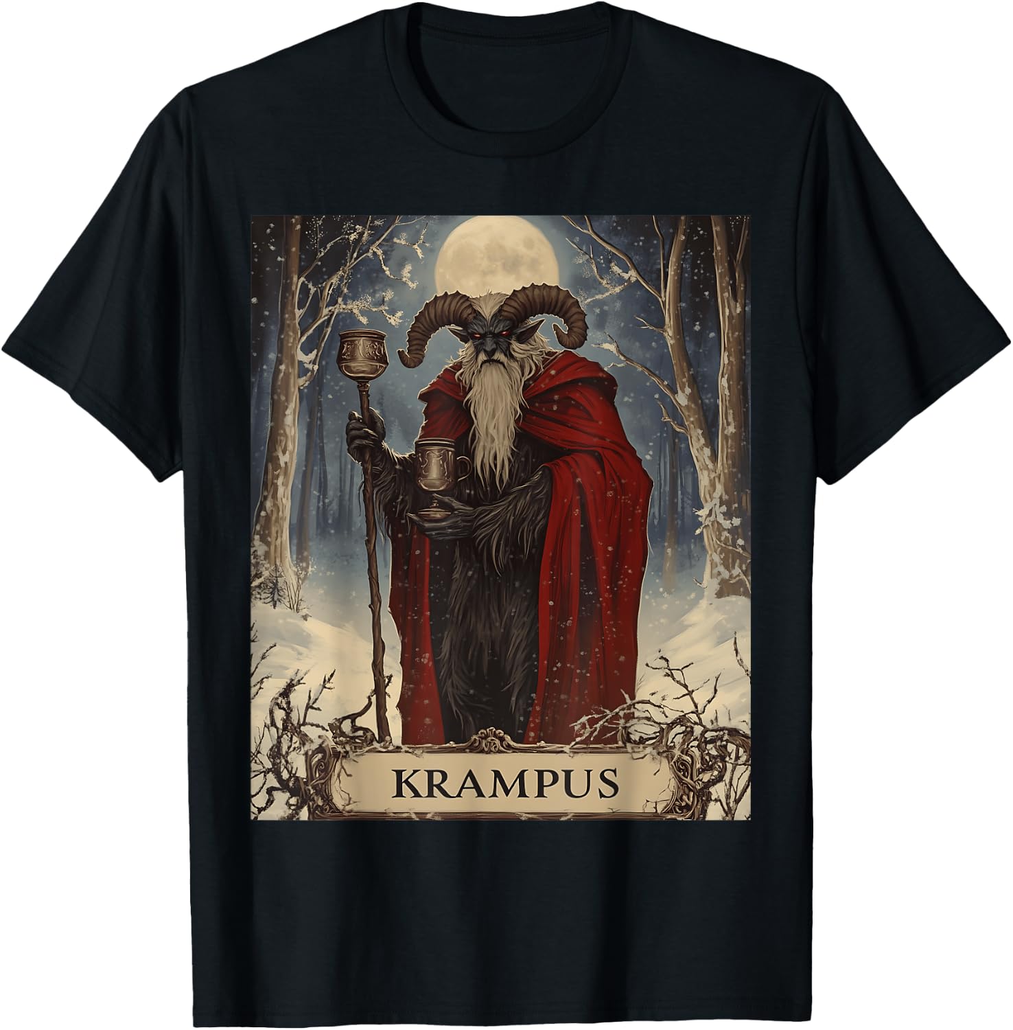Merry Krampus Pajama Funny Christmas Horror Ugly Sweater T-Shirt - T-Shirt | Black