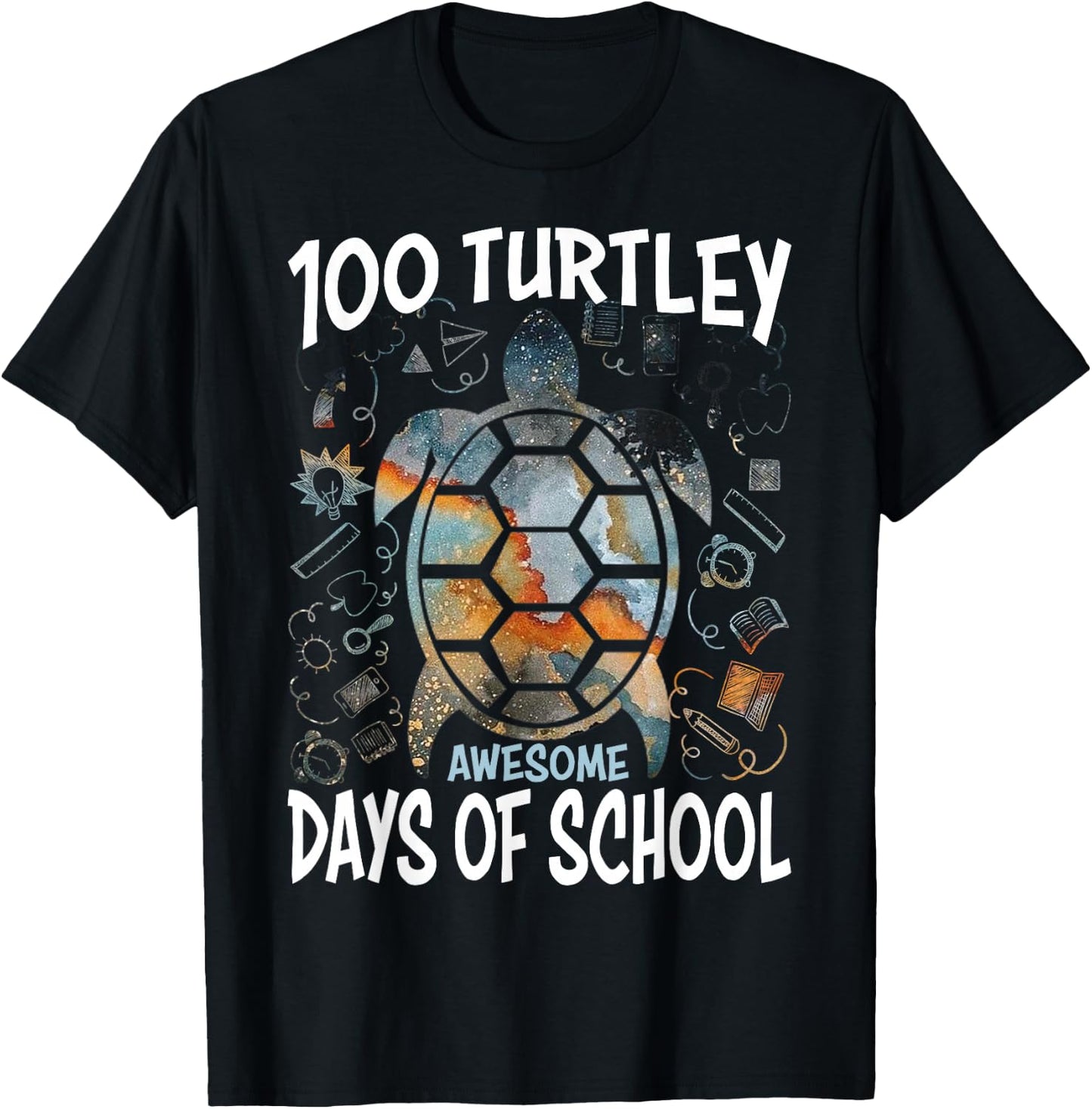 100 Turtley Awesome Days - Cool Turtle 100th Day of School T-Shirt - T-Shirt | Black