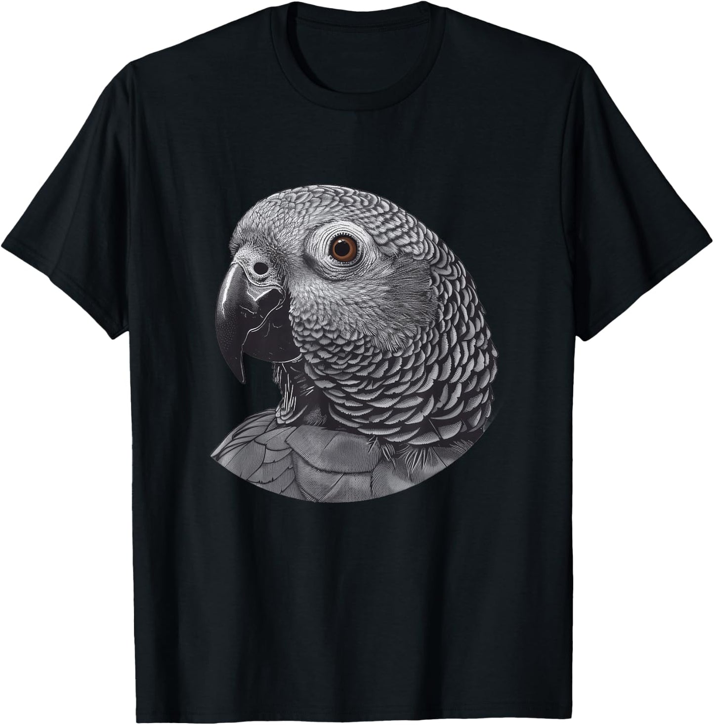 Timneh African Grey Round Image T-Shirt - T-Shirt | Black