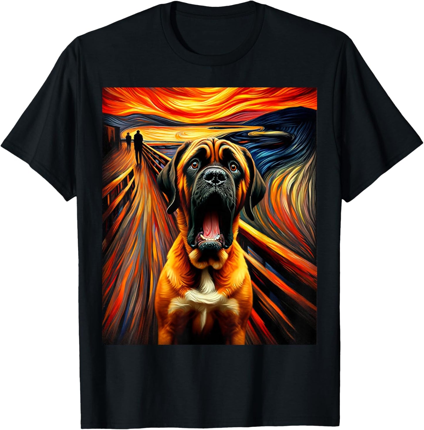 Expressionist Artsy Mastiff Dog | Artistic Mastiff T-Shirt - T-Shirt | Black