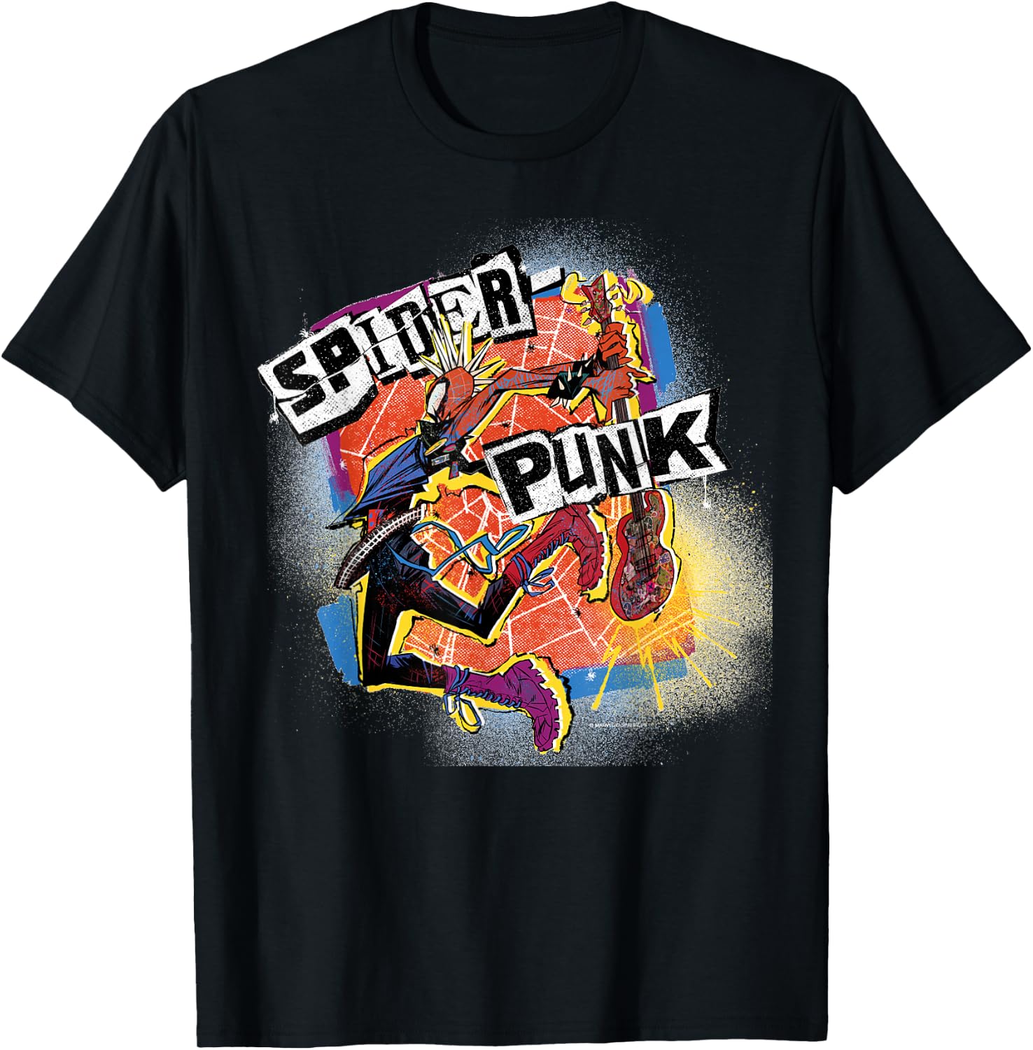 Marvel Spider-Man: Across the Spider-Verse Spider-Punk Smash T-Shirt - T-Shirt | Black