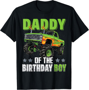 Daddy of Birthday Boy Monster Truck Car Family Matching T-Shirt - T-Shirt | Black