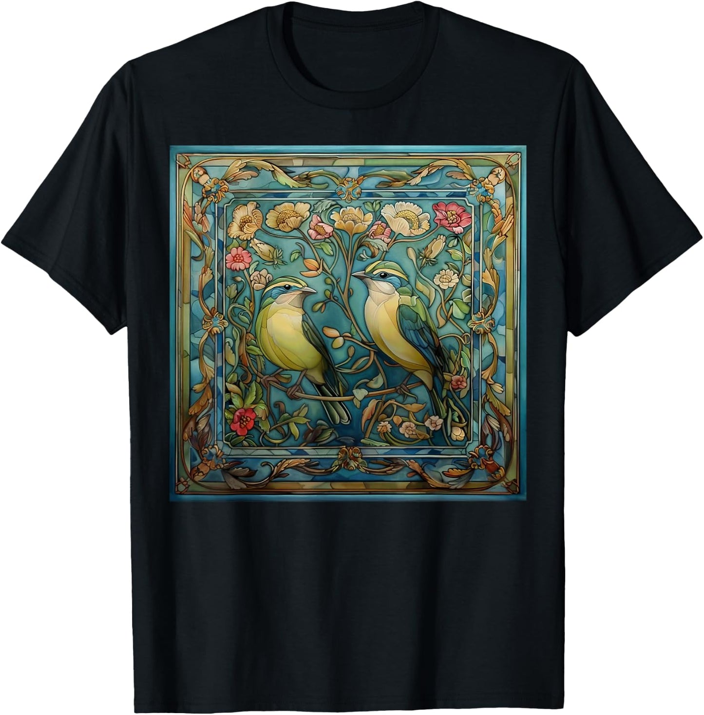 Romantische Vögel im Jugendstil T-Shirt - T-Shirt | Black
