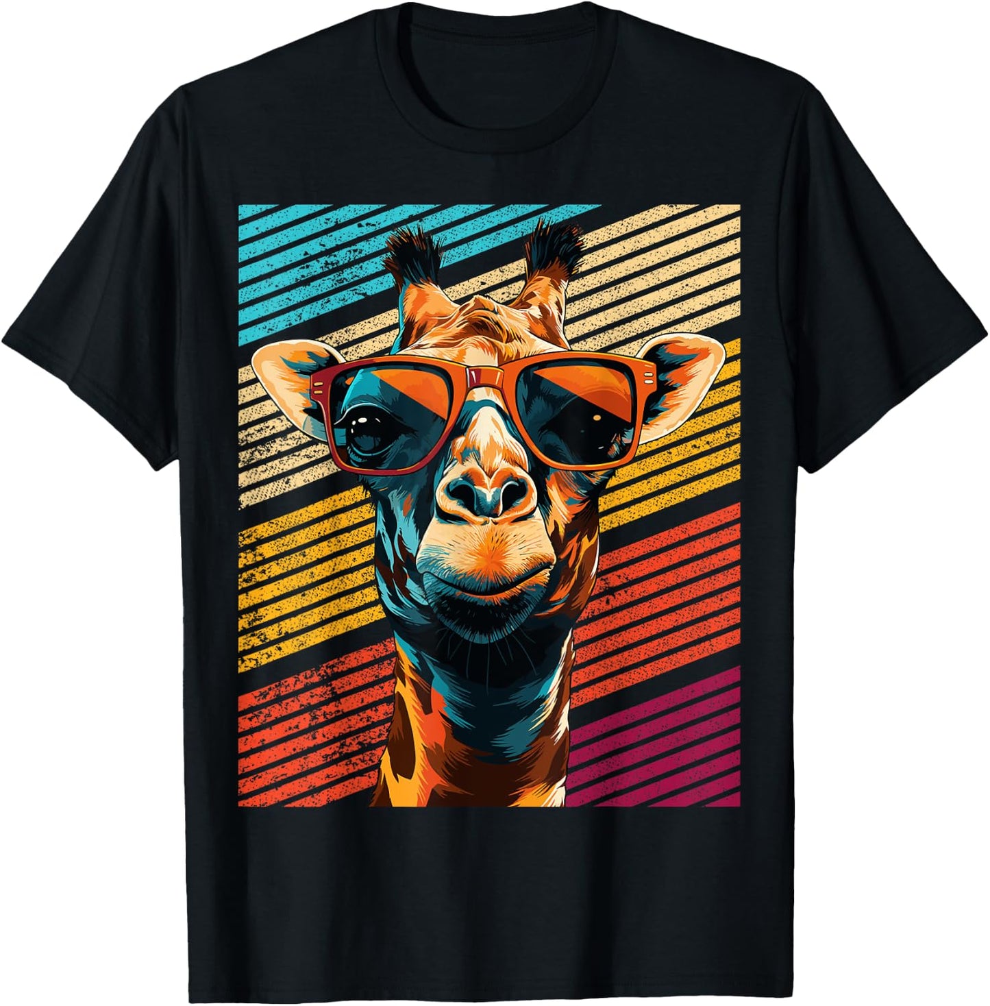 Retro Giraffe Sonnenbrille T-Shirt - T-Shirt | Black