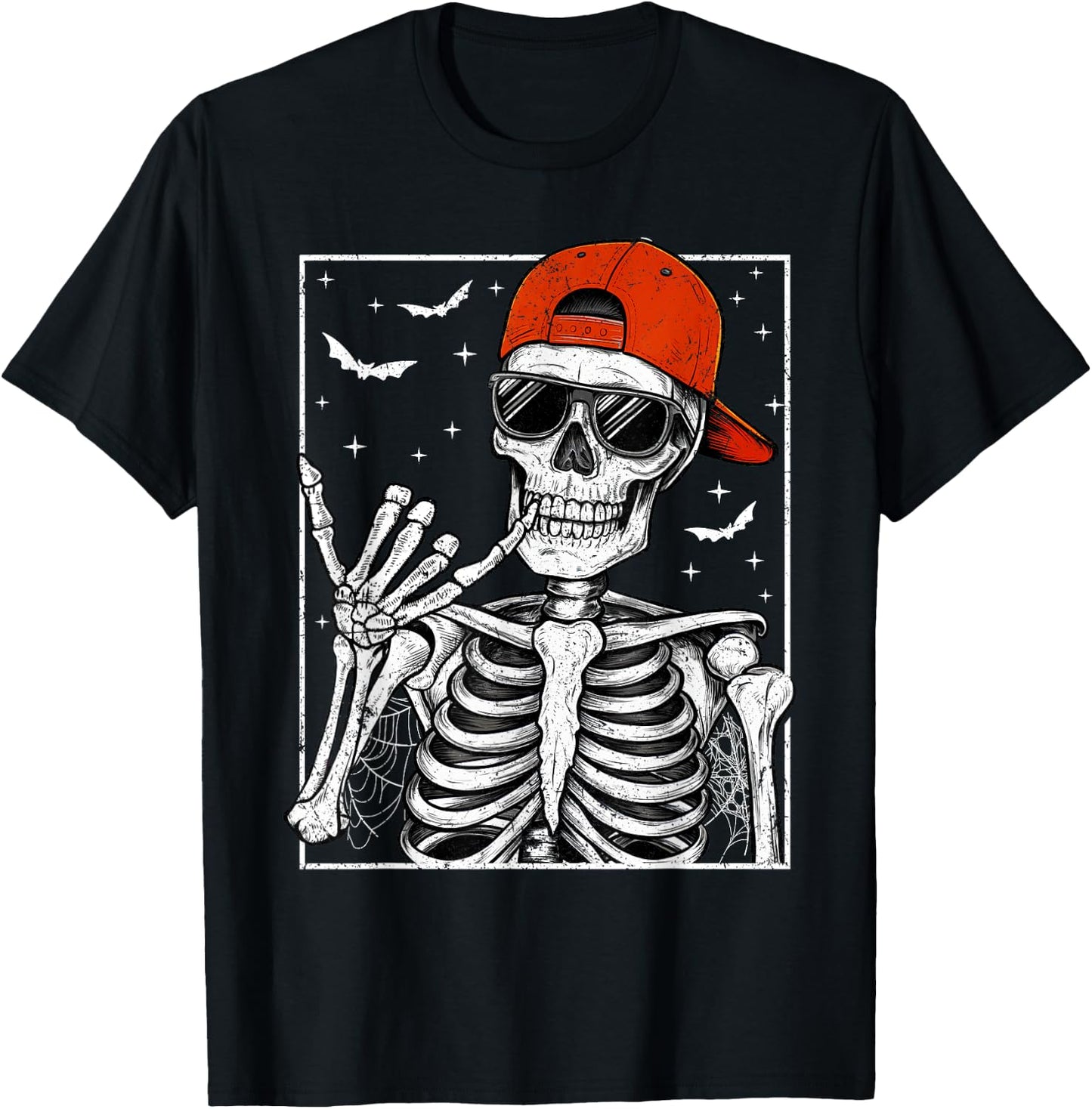 Skeleton Rock Hand Halloween Costume Cool Rock Music Rocker T-Shirt - T-Shirt | Black