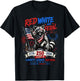 Red White Feral Raccoon America 250th Patriotic Men Women T-Shirt - T-Shirt | Black