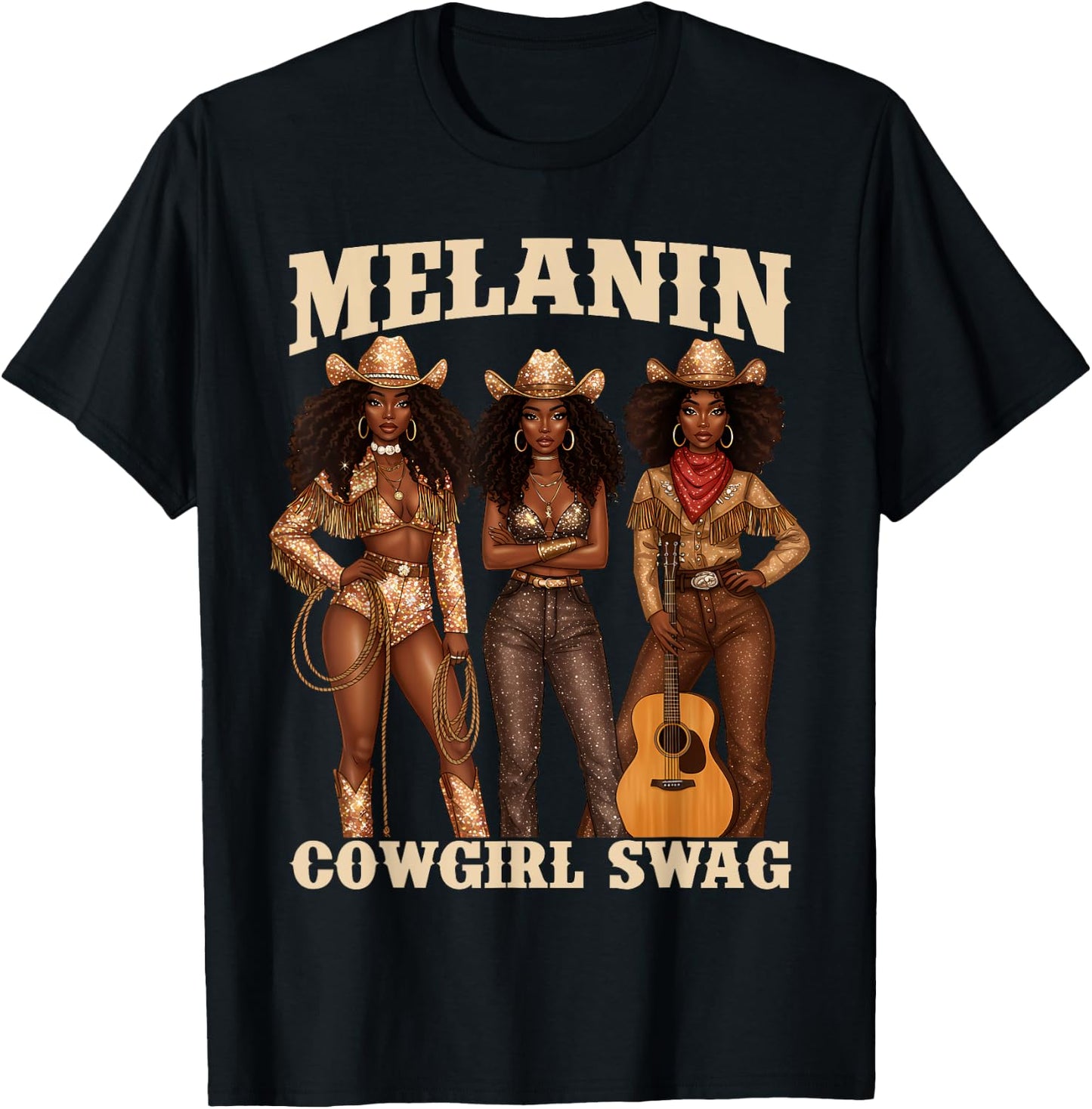 Melanin Cowgirl Swag Black History Month Girls Women African T-Shirt - T-Shirt | Black