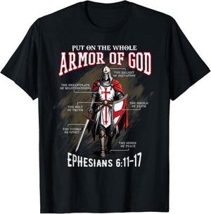 Full Armor of God Men Women Kids Christian Bible Verse Gift , black T-Shirt - T-Shirt | Black