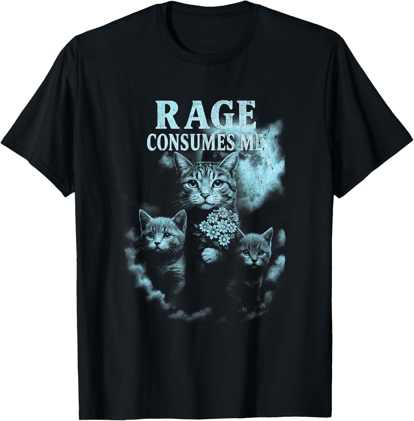 Rage Consumes Me Funny Cat T-Shirt - T-Shirt | Black