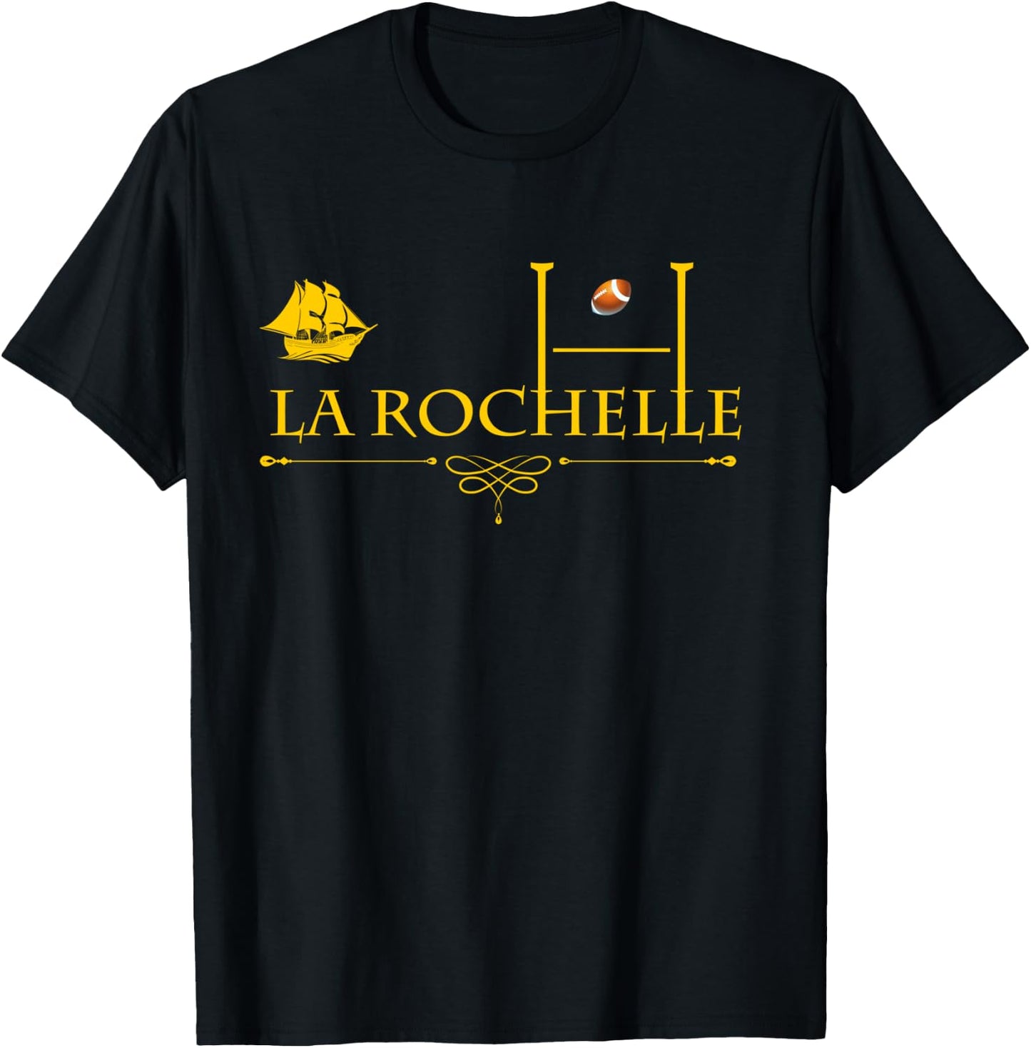 Rugby La Rochelle Rochelais Legend Supporter Player , Black, S T-Shirt - T-Shirt | Black