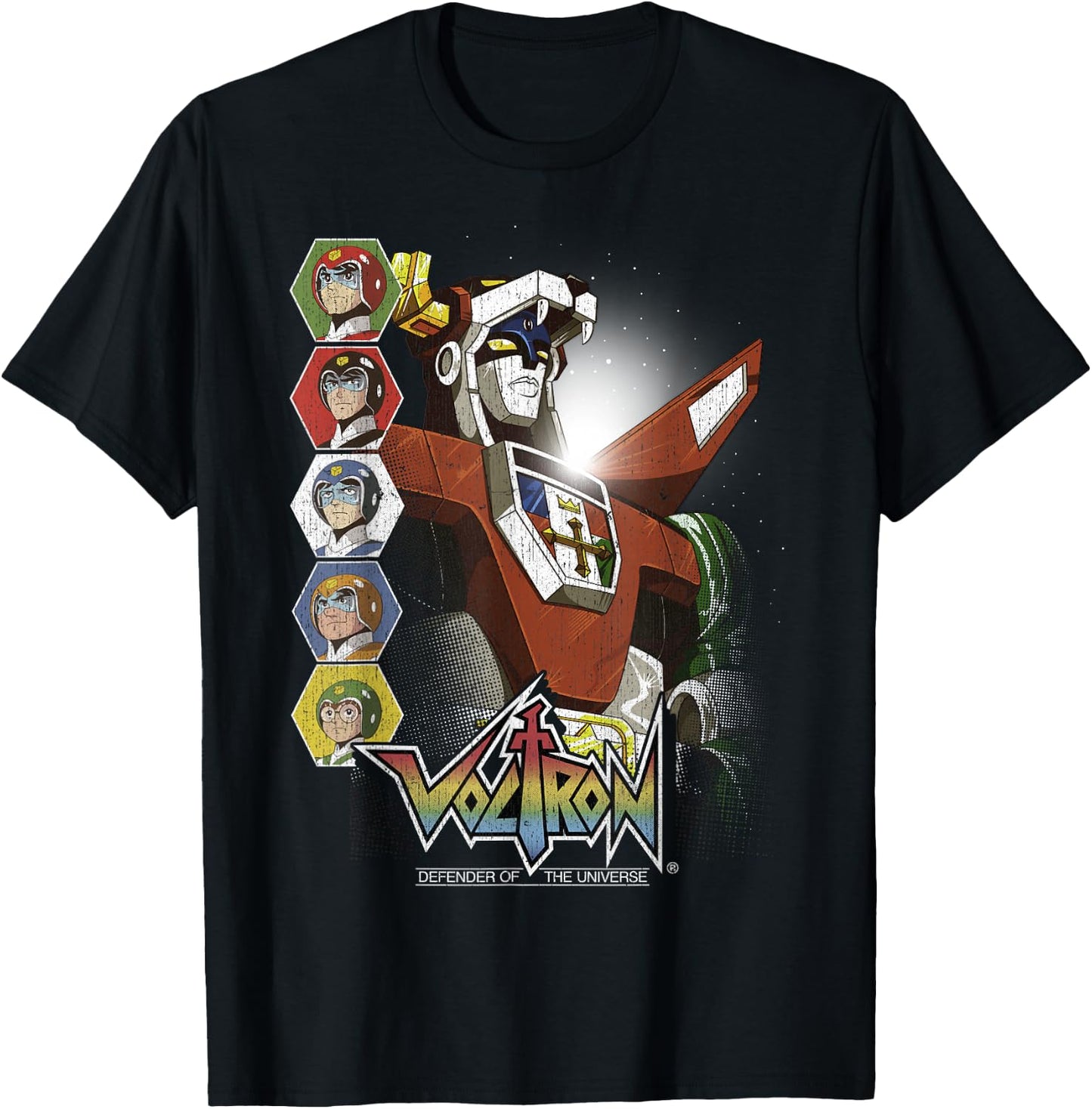 Voltron Defender of The Universe Lions Unite Graphic T-Shirt - T-Shirt | Black