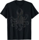 Vintage Octopus Illustration Marine Life Intricate Realistic T-Shirt - T-Shirt | Black