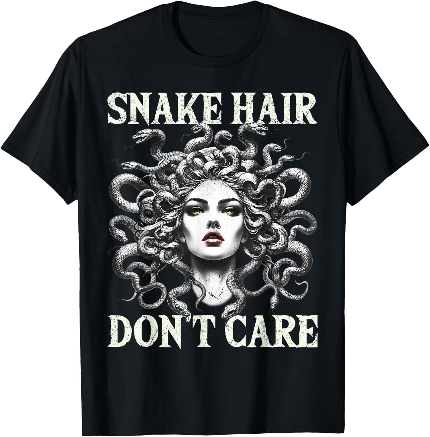 Medusa Graphic Greek Mythology Design Snake Hair T-Shirt - T-Shirt | Black