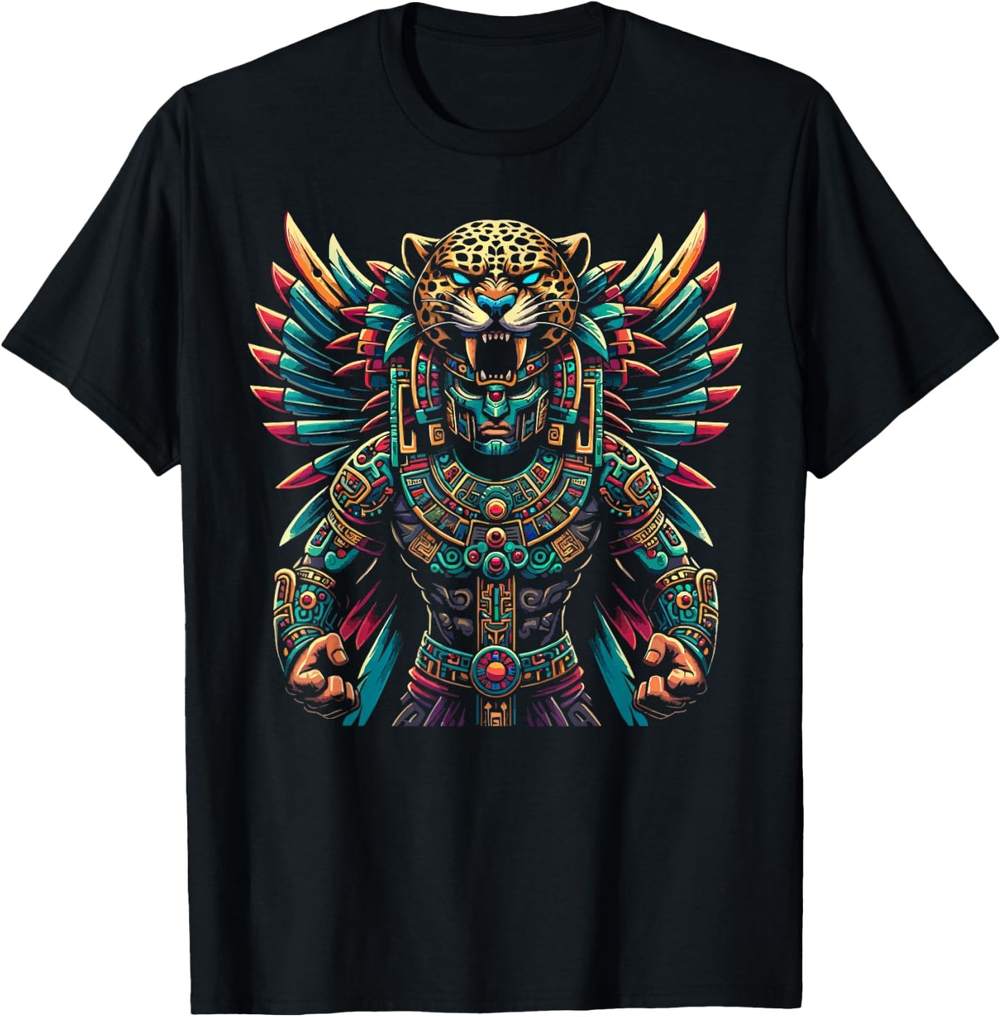 Aztec Jaguar Warrior Aztec Culture Mayan Indigenous T-Shirt - T-Shirt | Black