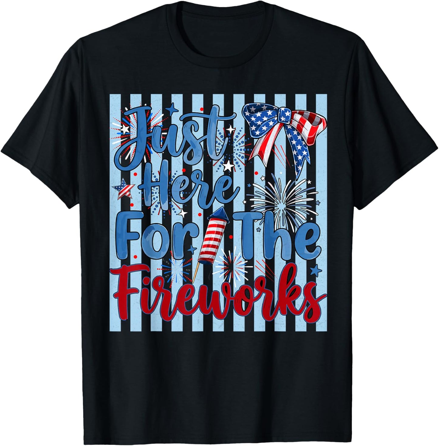 Funny 4th of July just here for the Fireworks Couples T-Shirt - T-Shirt | Black