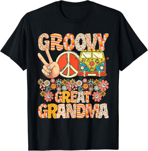 Groovy Great Grandma Retro Matching Family Baby Shower T-Shirt - T-Shirt | Black