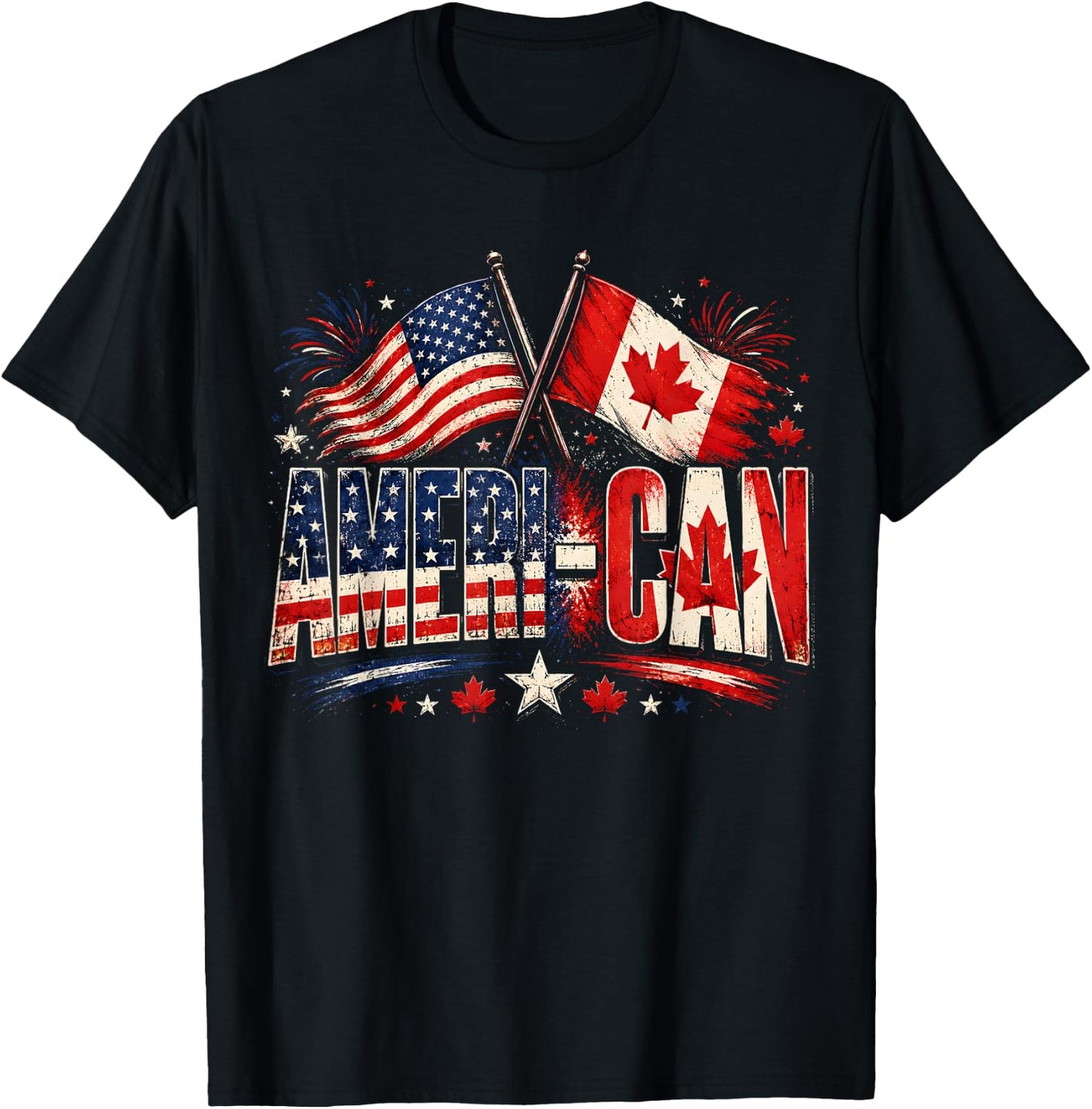 Retro Ameri-Can Canada USA Flag Patriotic Canadian American T-Shirt - T-Shirt | Black