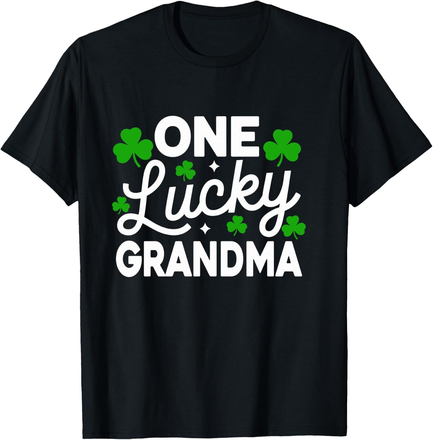 One Lucky Grandma St Patrick's Day Family Matching Shamrock T-Shirt - T-Shirt | Black