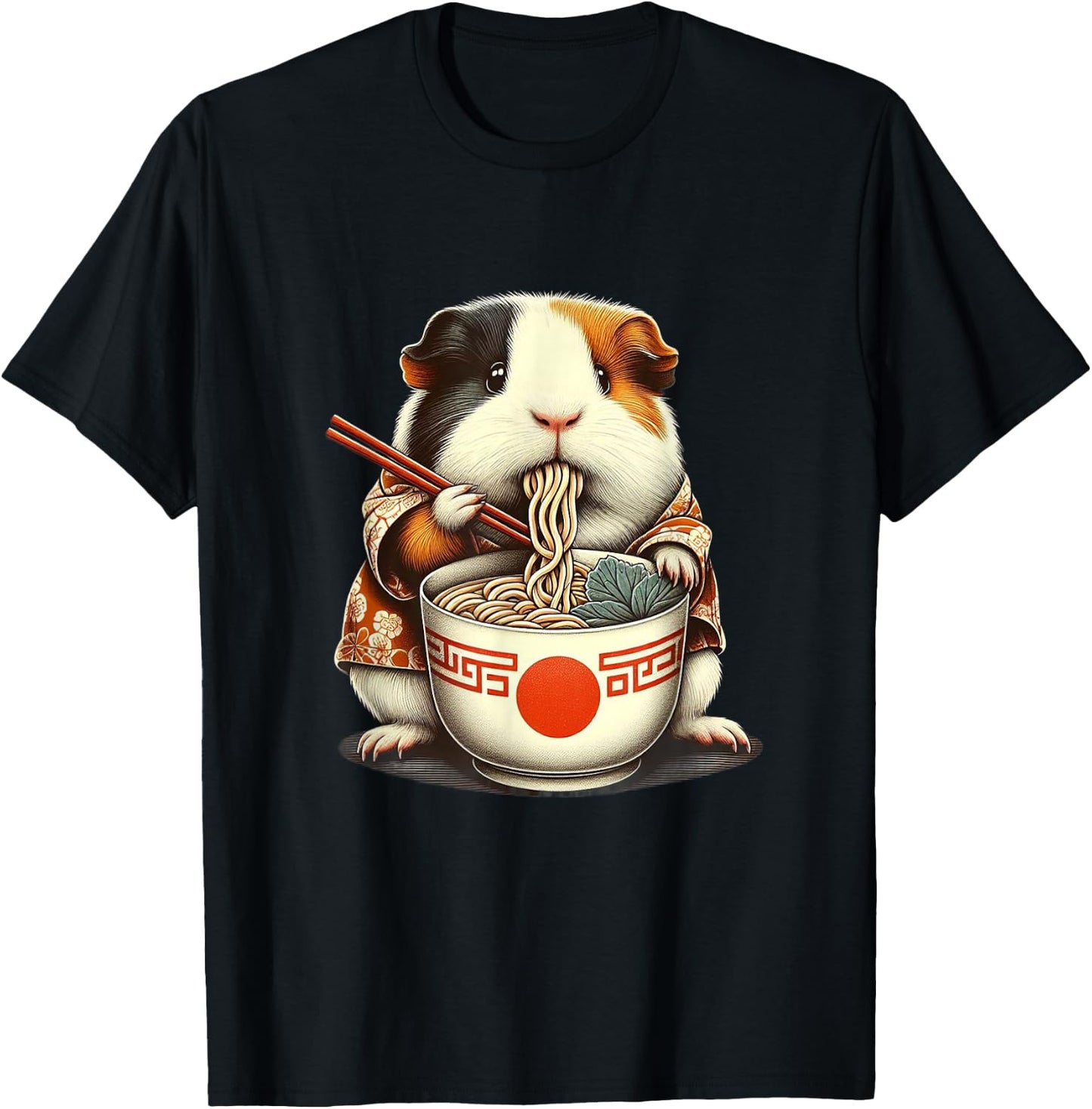 Guinea Pig Ramen Kawaii Neko Japanese Noodles Aesthetic T-Shirt - T-Shirt | Black