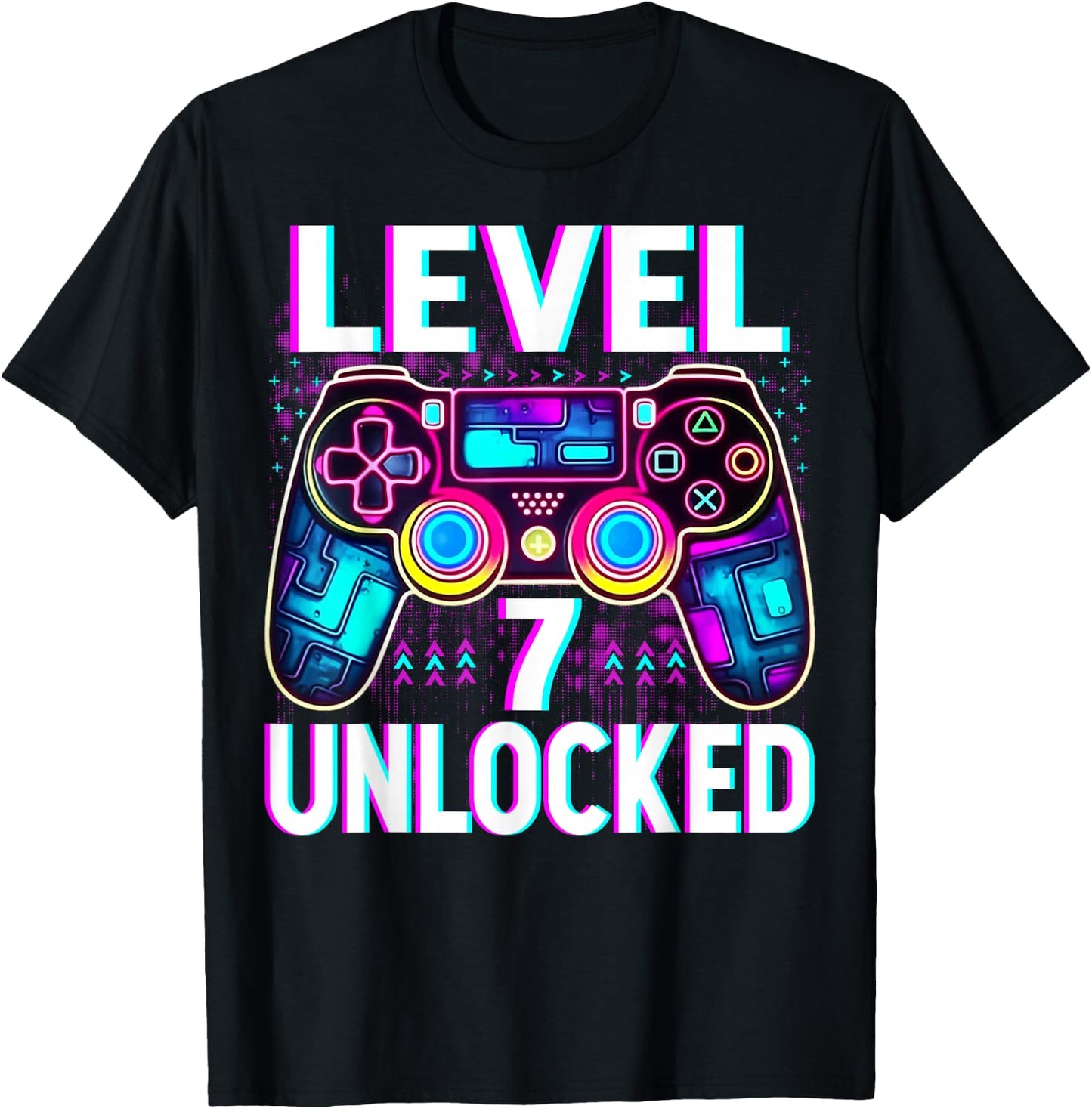 Level 7 Unlocked Shirt Funny Video Gamer Geek 7th Birthday T-Shirt - T-Shirt | Black