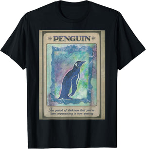 Penguin Tarot Card T-Shirt - T-Shirt | Black