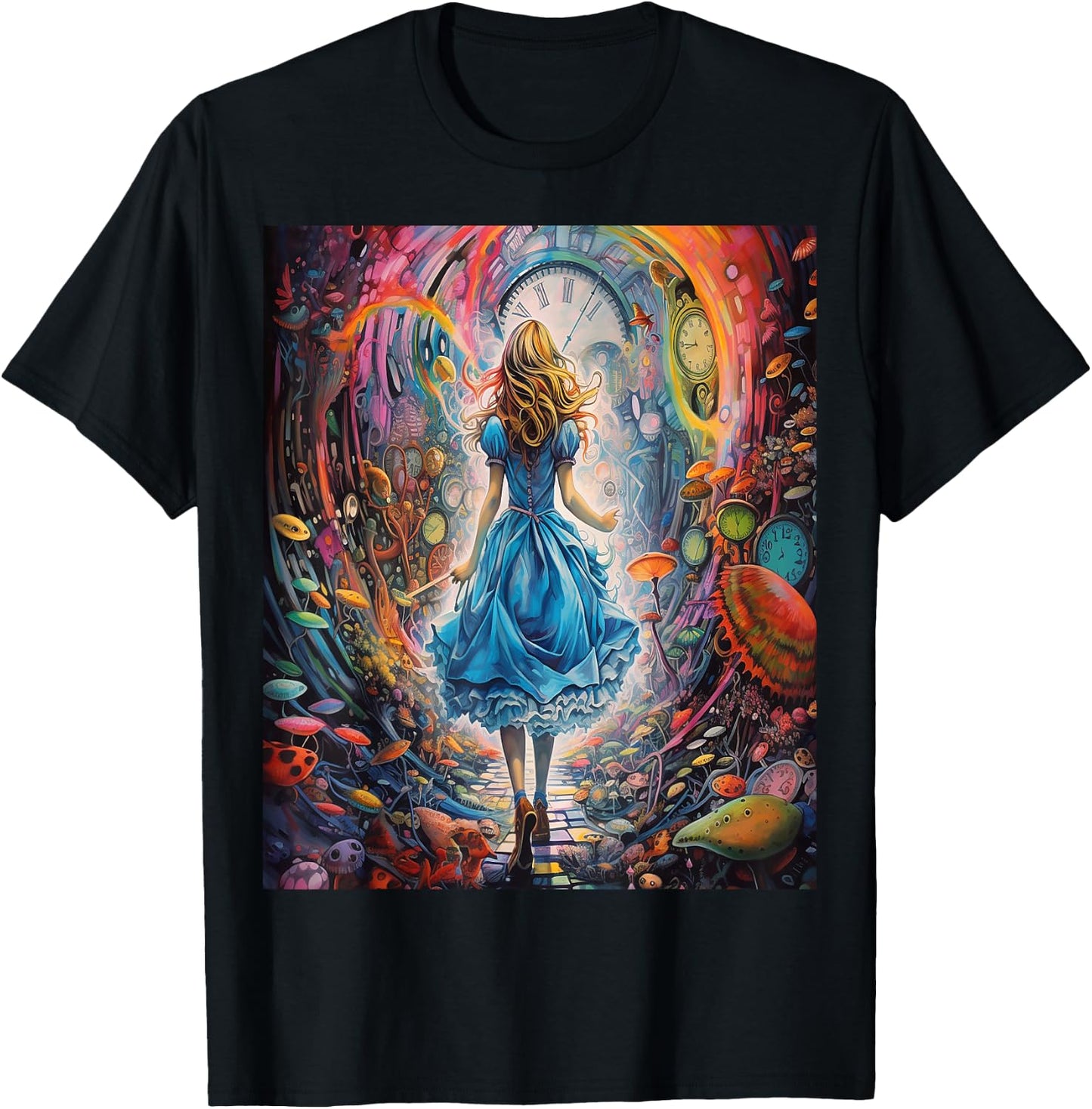 Alice in Wonderland Trippy Rainbow T-Shirt - T-Shirt | Black