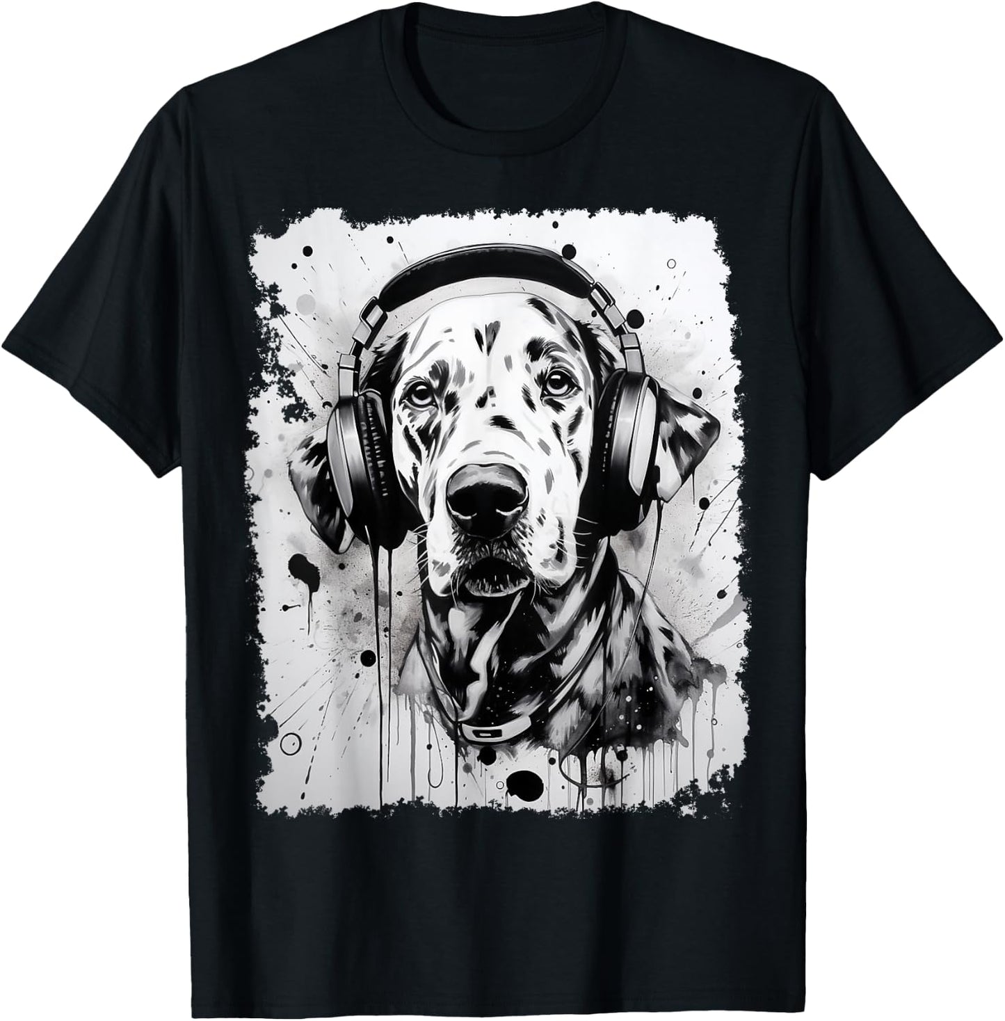 Pop Art Dog Dalmatian Music T-Shirt - T-Shirt | Black