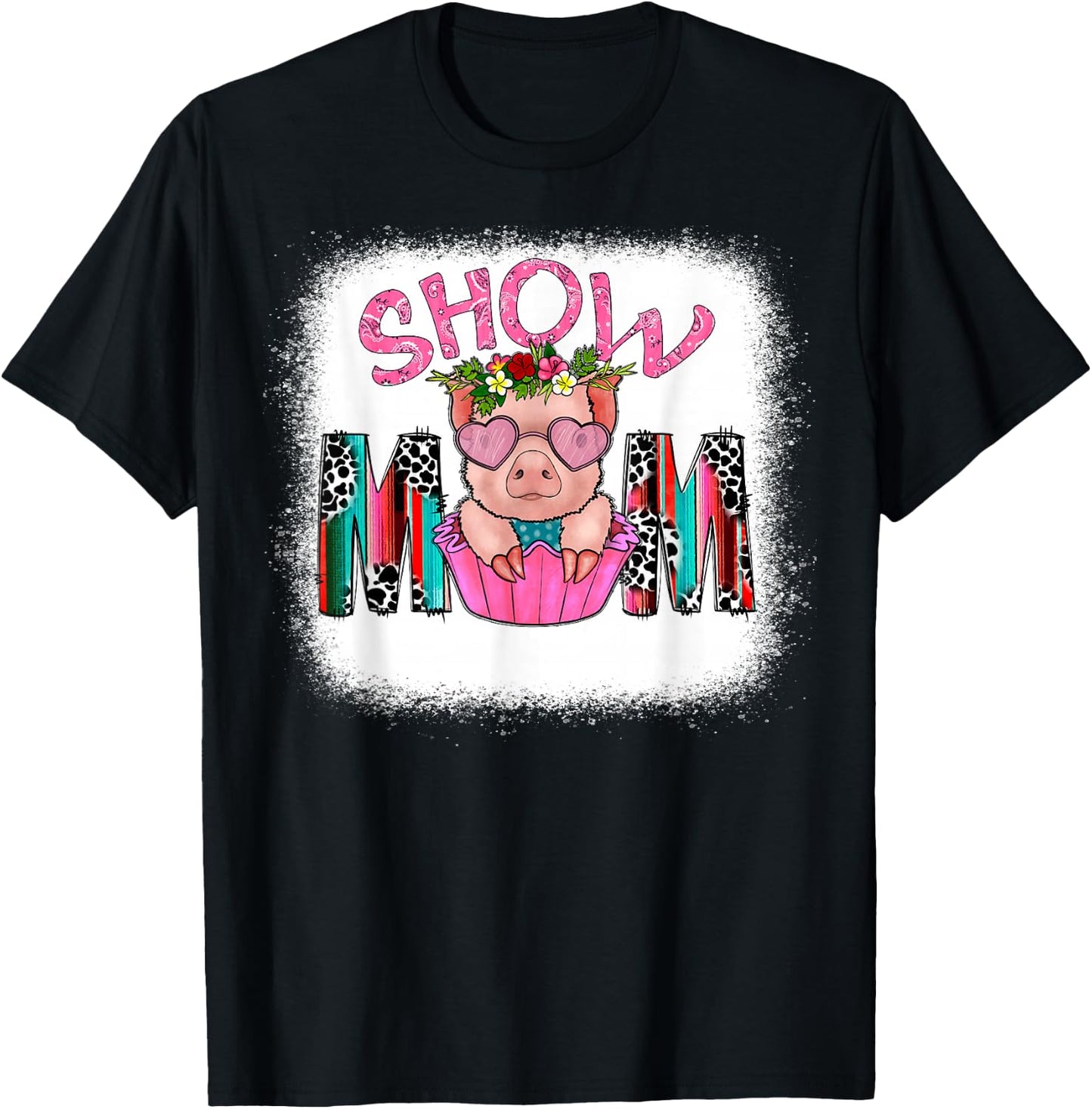 Show Mom Pig Print Leopard for Mother's Day Pig Lovers T-Shirt - T-Shirt | Black
